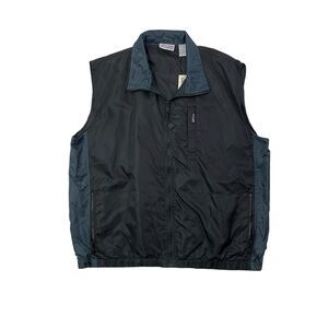 Vintage USA Olympic Vest Mens L Large Metal Black Full Zip Pocket Sleeveless